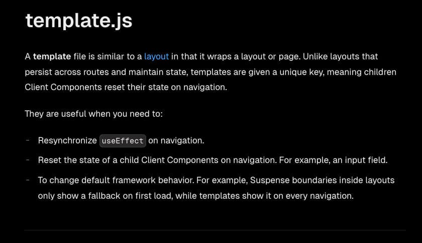 template in next js 16